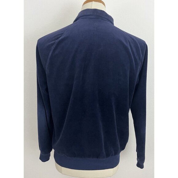 Vintage Sears Sportswear Men's L Blue Velour Pullover Top Collar Button - Picture 5 of 6